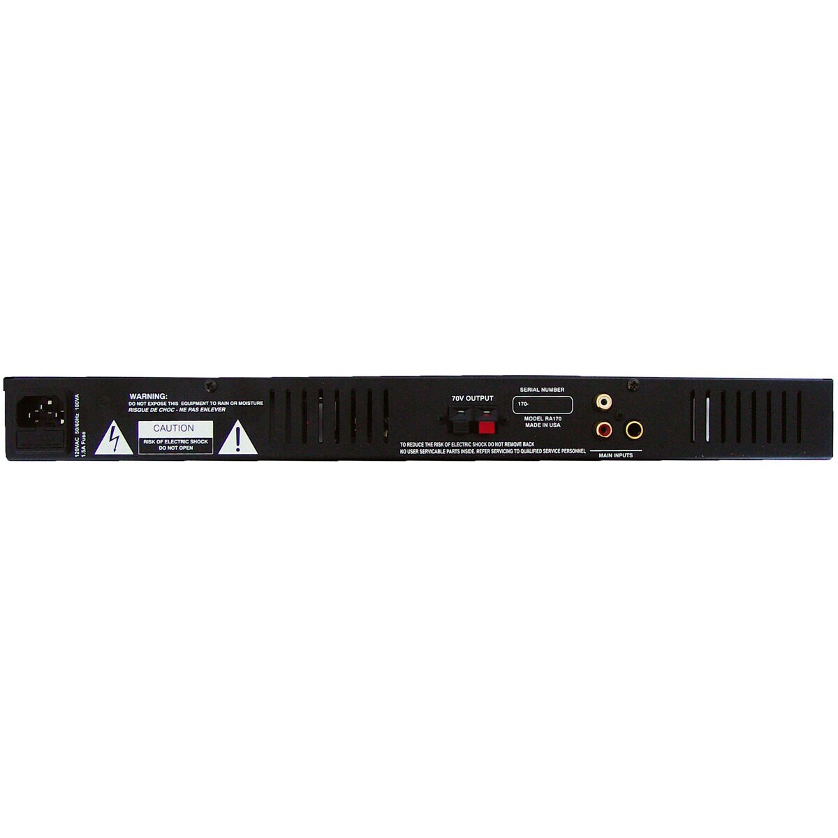 Rolls RA170 Rack Mount 70V Power Amplifier 70 Watt 1U